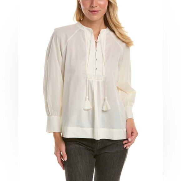 NWT‎ Joie Dracha Porcelain Pleated Top Long Sleeve Top 9118P04950B Size S - Picture 2 of 14